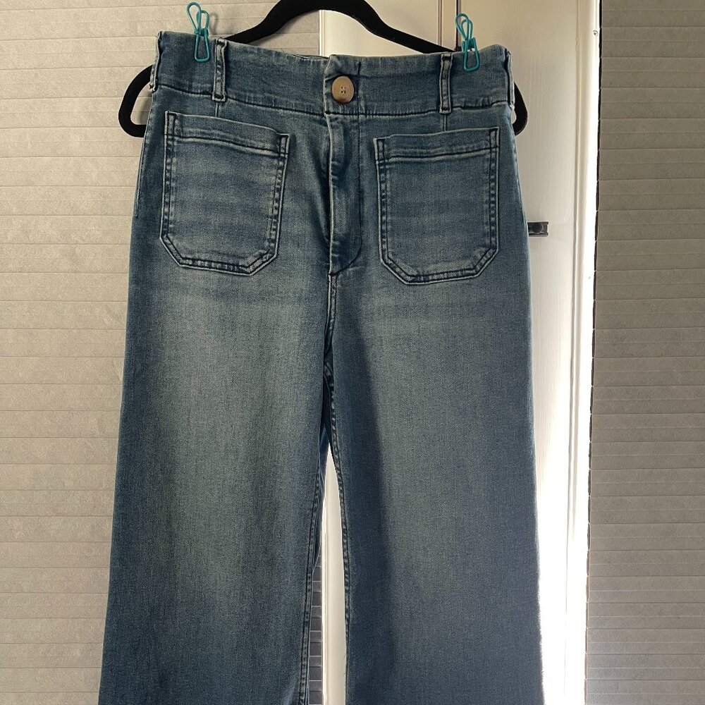 Anthropologie The Colette Crop High-Rise Wide-Leg Jeans in Petite by Maeve-NEW